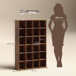 FLAVORA Rustic Brown Adjustable Shelf CD Storage Unit 89×130.5cm - Size: 0.6m2 - thumbnail 3