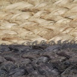 Berkfield Home Handmade Rug Jute with Dark Grey Border 90 cm - Size: 100 cm diameter - thumbnail 5