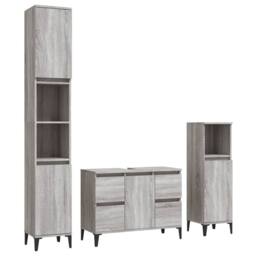 Berkfield Home 3 Piece Bathroom Furniture Set Grey Sonoma Engineered Wood