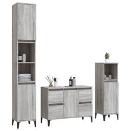 Berkfield Home 3 Piece Bathroom Furniture Set Grey Sonoma Engineered Wood - thumbnail 3