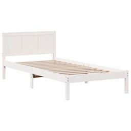 Berkfield Home White Wood Bed Frame White Wood 100 x 200 cm Durable - thumbnail 2