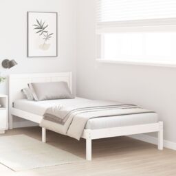 Berkfield Home White Wood Bed Frame White Wood 100 x 200 cm Durable - thumbnail 5