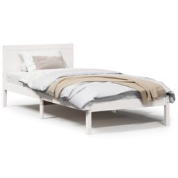 Berkfield Home White Wood Bed Frame White Wood 100 x 200 cm Durable - thumbnail 4