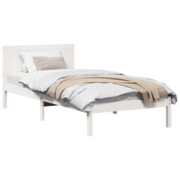 Berkfield Home White Wood Bed Frame White Wood 100 x 200 cm Durable - thumbnail 3