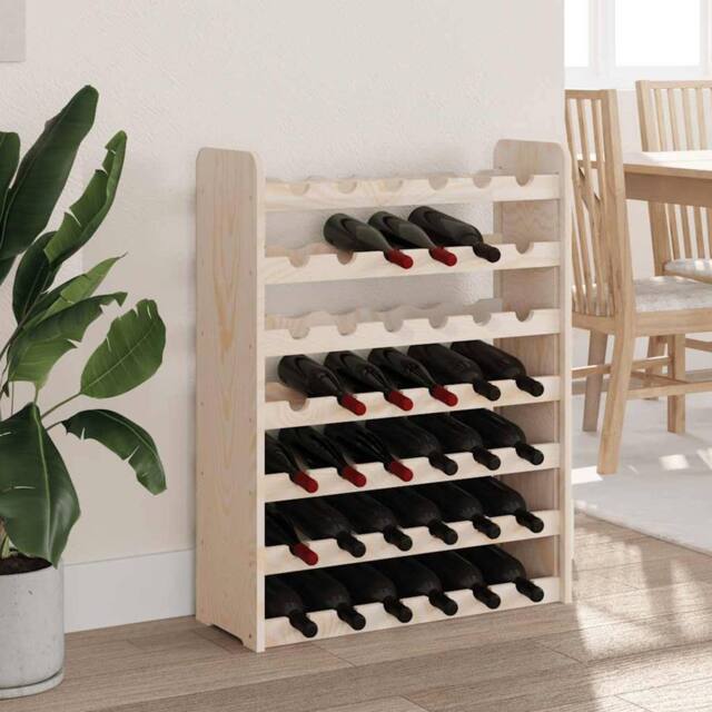 Berkfield Home Beautiful Wine Rack 67.5x25x87 cm Solid Wood Pine in Natural - image 1
