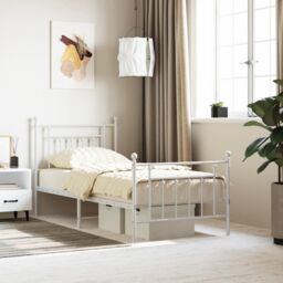 Berkfield Home Metal Bed Frame with Headboard & Footboard White 90x190 cm Single - thumbnail 1