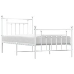 Berkfield Home Metal Bed Frame with Headboard & Footboard White 90x190 cm Single - thumbnail 4