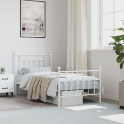 Berkfield Home Metal Bed Frame with Headboard & Footboard White 90x190 cm Single - thumbnail 3