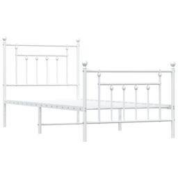Berkfield Home Metal Bed Frame with Headboard & Footboard White 90x190 cm Single - thumbnail 5