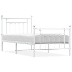 Berkfield Home Metal Bed Frame with Headboard & Footboard White 90x190 cm Single - thumbnail 2