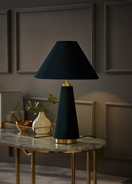 ValueLights Martha Conical Lamp Shade Velvet Boucle Full Fabric Table Lamp in Dark Green - image 1
