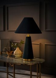 ValueLights Martha Conical Lamp Shade Velvet Boucle Full Fabric Table Lamp in Dark Green - thumbnail 2