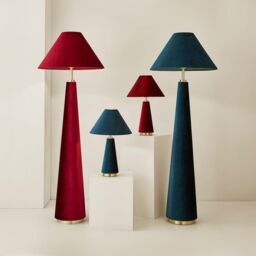 ValueLights Martha Conical Lamp Shade Velvet Boucle Full Fabric Table Lamp in Dark Green - thumbnail 6