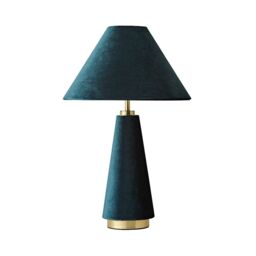 ValueLights Martha Conical Lamp Shade Velvet Boucle Full Fabric Table Lamp in Dark Green - thumbnail 7