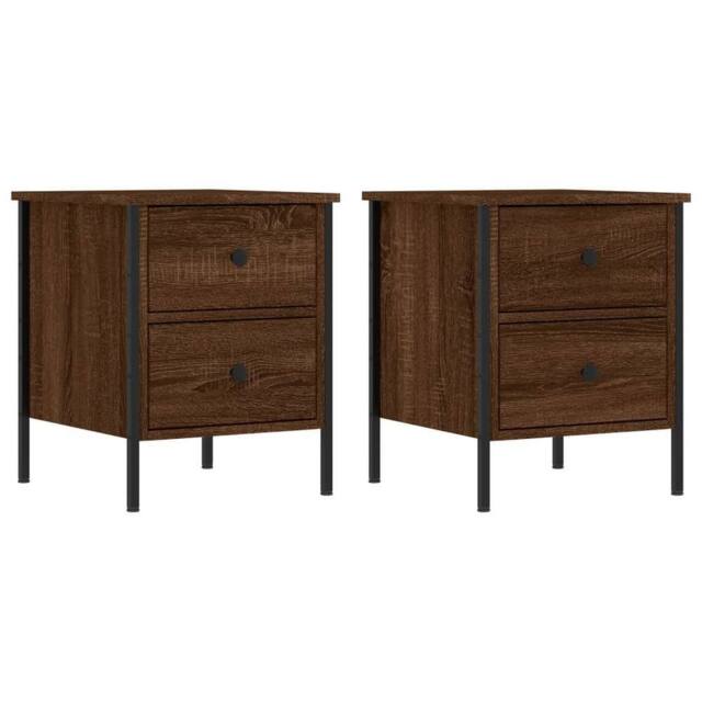 Berkfield Home Bedside Cabinets 2 pcs Brown Oak 40x42x50 cm Engineered Wood - Size: 40 x 42 x 50 cm - image 1