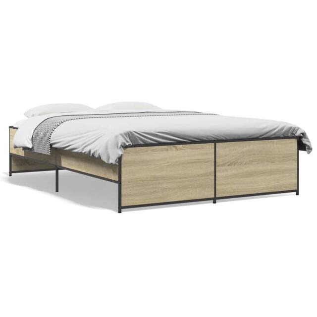 Berkfield Home Bed Frame without Mattress Sonoma Oak 140x190 cm in Tan - image 1
