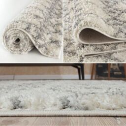 THE RUGS Soft Moroccan Diamond Shaggy Rugs & Runners Ivory Grey Living Room - Size: 60 cm x 110 cm - thumbnail 4