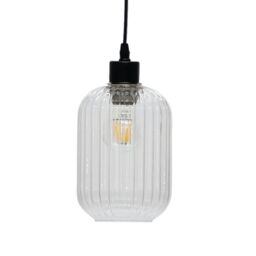 First Choice Lighting Batley - Clear Ribbed Glass Easy Fit Pendant Shade - thumbnail 1