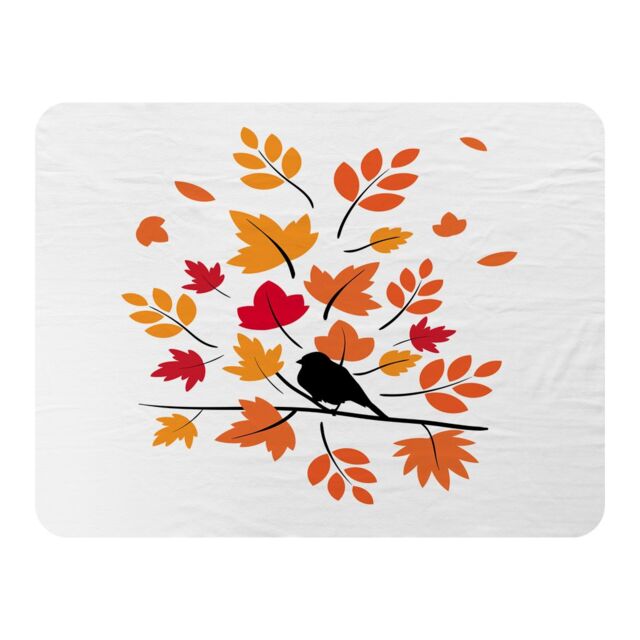 Benjamin Tate Design Autumn Bird On Branch Blanket in Natural - Size: 120 cm x 150 cm - image 1