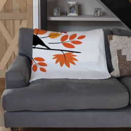 Benjamin Tate Design Autumn Bird On Branch Blanket in Natural - Size: 120 cm x 150 cm - thumbnail 2