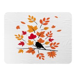 Benjamin Tate Design Autumn Bird On Branch Blanket in Natural - Size: 120 cm x 150 cm - thumbnail 1