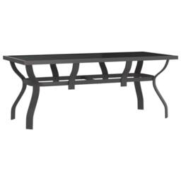 Berkfield Home Garden Table Grey & Black 180x80x70 cm Steel & Glass - Size: 180 x 80 x 70 cm - thumbnail 1