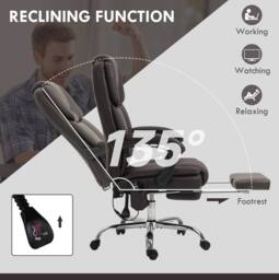 STILVORA Office Chair with Massage, Footrest & Recline in Brown - thumbnail 6