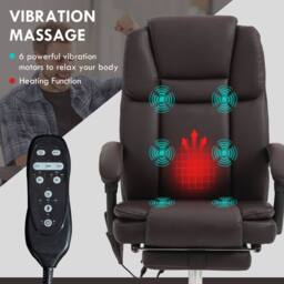 STILVORA Office Chair with Massage, Footrest & Recline in Brown - thumbnail 4