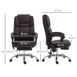 STILVORA Office Chair with Massage, Footrest & Recline in Brown - thumbnail 2