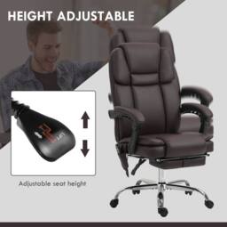 STILVORA Office Chair with Massage, Footrest & Recline in Brown - thumbnail 5