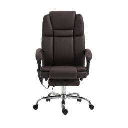 STILVORA Office Chair with Massage, Footrest & Recline in Brown - thumbnail 3
