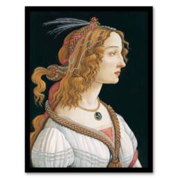 Artery8 Sandro Botticelli Framed Wall Art Print Idealized Portrait of a Lady in Black - Size: A4 - thumbnail 1