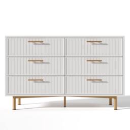 BTM Sideboard Cabinet for Living Room, Chest of Drawers with 6 drawers in White - thumbnail 9