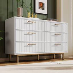 BTM Sideboard Cabinet for Living Room, Chest of Drawers with 6 drawers in White - thumbnail 6