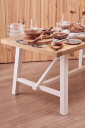 Orsina Natural Oak Dining Table, Sturdy Birch Wood Base Dining Table, Dining Table with Contrasting Appeal - thumbnail 4