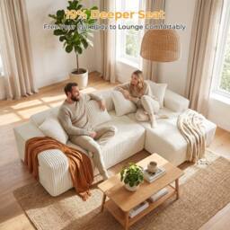 Dprodo 261CM Modular Right L-Shaped Sectional Sofa, 4 Seater Corner Sofa in Beige - thumbnail 4