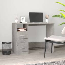Berkfield Home Desk with Drawers Concrete Grey 102x50x76 cm Engineered Wood - Size: 102 x 50 x 76 cm - thumbnail 2