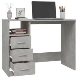 Berkfield Home Desk with Drawers Concrete Grey 102x50x76 cm Engineered Wood - Size: 102 x 50 x 76 cm - thumbnail 5