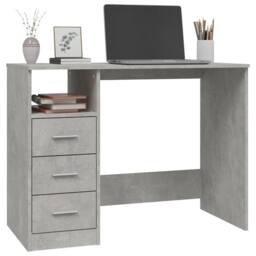 Berkfield Home Desk with Drawers Concrete Grey 102x50x76 cm Engineered Wood - Size: 102 x 50 x 76 cm - thumbnail 4