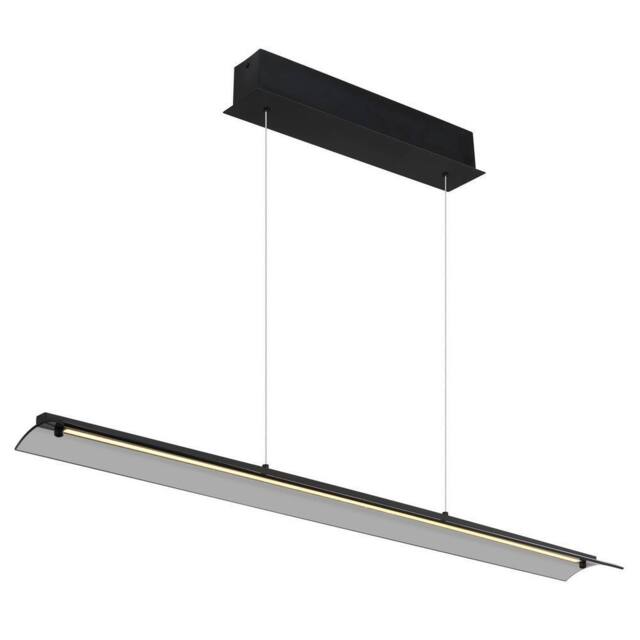 Netlighting Muriella Bar Pendant Matt Black Smoke Glass Shade LED 3000K - image 1