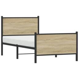 Berkfield Home Metal Bed Frame without Mattress Sonoma Oak 90x190 cm Single in Brown - thumbnail 4