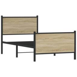 Berkfield Home Metal Bed Frame without Mattress Sonoma Oak 90x190 cm Single in Brown - thumbnail 3