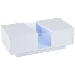 BTM High Gloss LED Coffee Table with Unique Shape & Drawers in White - thumbnail 9