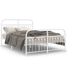 Berkfield Home Metal Bed Frame without Mattress with Footboard White 137x190cm - Size: 137x190 cm - thumbnail 1