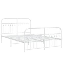 Berkfield Home Metal Bed Frame without Mattress with Footboard White 137x190cm - Size: 137x190 cm - thumbnail 3