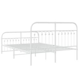 Berkfield Home Metal Bed Frame without Mattress with Footboard White 137x190cm - Size: 137x190 cm - thumbnail 6