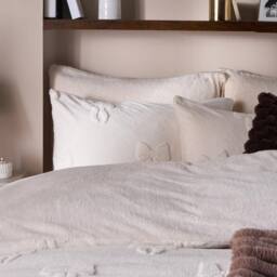 OHS Bows Tufted Teddy Fleece Super Soft Duvet Set with Pillowcase in Ivory - Size: Double - thumbnail 4