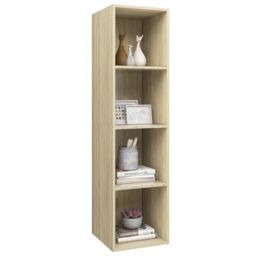 Berkfield Home Wall-mounted TV Cabinet Sonoma Oak 37x37x142.5 cm Engineered Wood in Brown - thumbnail 3