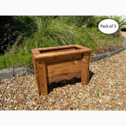Charles Taylor Multi Pack of 3 Rectangular Regular Trough - Minimal Assembly Required in Light Brown - thumbnail 1