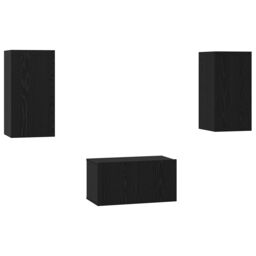Berkfield Home TV Cabinet 3 pcs Black oak 60 x 30 x 30.5 cm Engineered wood - thumbnail 2